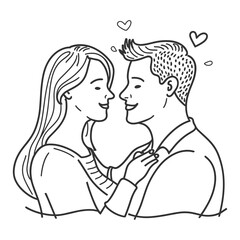 Continuous one line drawing  girls and boys romantic seen . Single line draw design vector graphic