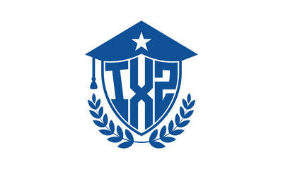 IXZ three letter iconic academic logo design vector template. monogram, abstract, school, college, university, graduation cap symbol logo, shield, model, institute, educational, coaching canter, tech