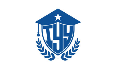 IYY three letter iconic academic logo design vector template. monogram, abstract, school, college, university, graduation cap symbol logo, shield, model, institute, educational, coaching canter, tech
