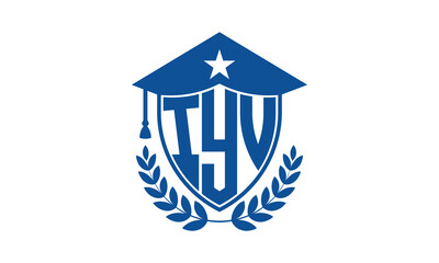 IYV three letter iconic academic logo design vector template. monogram, abstract, school, college, university, graduation cap symbol logo, shield, model, institute, educational, coaching canter, tech