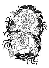 Old School Flash Tattoo of Black Rose in Japanese Style