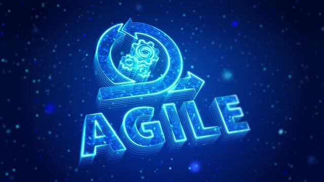 Agile Digital Technology Virtual Screen HUD Hologram Hi Tech Loop concept. Digital Agile software development methodology. Agile Software Development Business, Business,, Internet and network