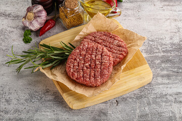 Raw burger cutlet for grill