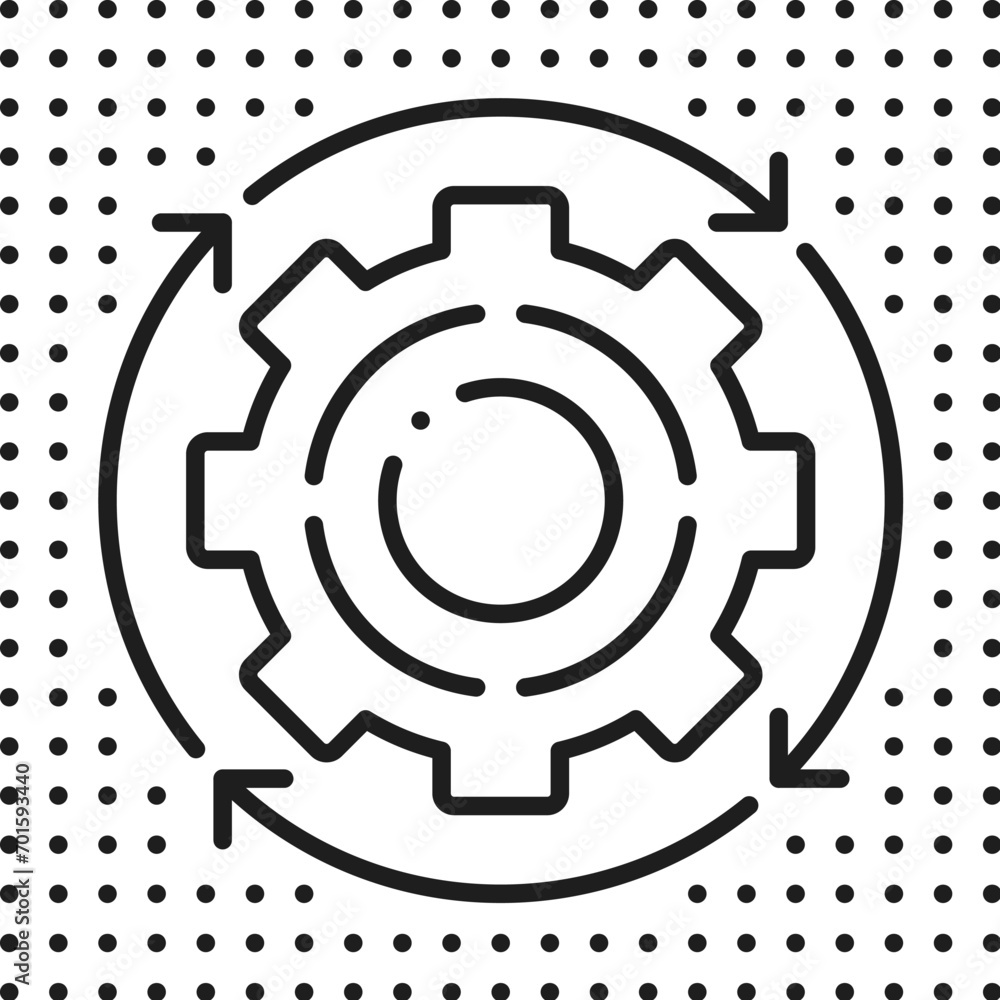 Leinwandbilder Automated system outline icon, features rotating gear, symbolizing efficient, self-operating processes and technology-driven automation, machine learning and ai artifical intelligence algorithm