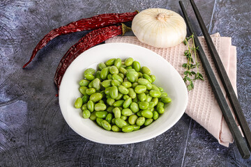 Bowl of delicious edamame beans