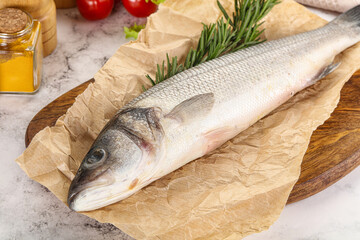 Raw seabass fish for cooking