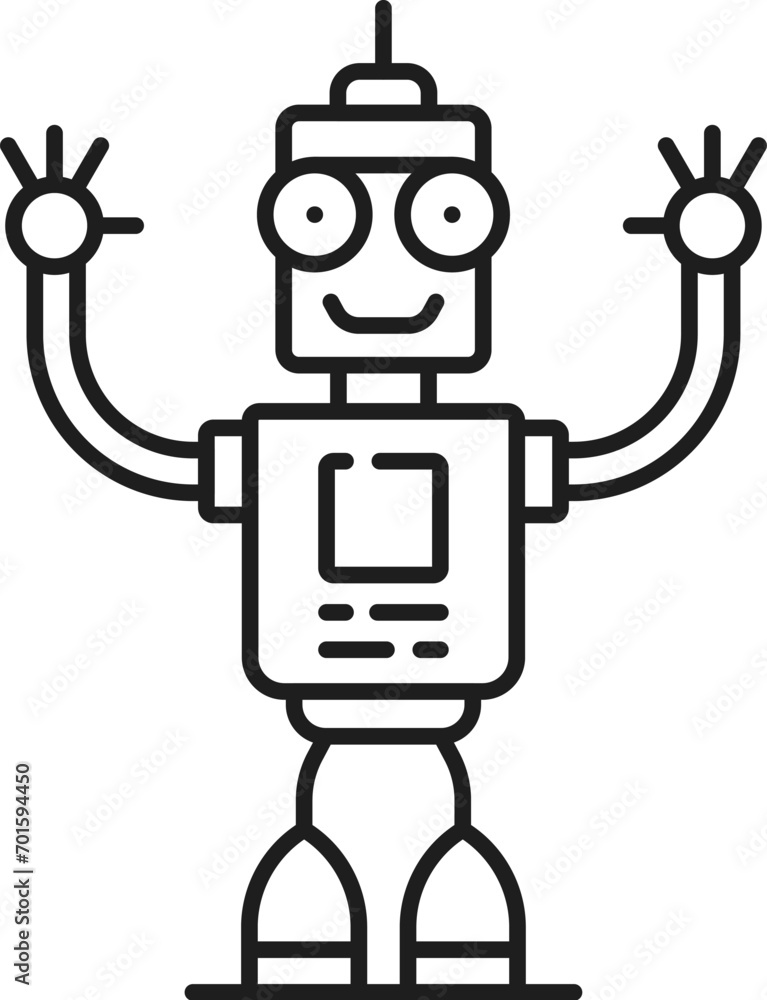 Aufkleber robot line and outline icon. isolated vector futuristic humanoid ai bot sign, showcasing cutting edg