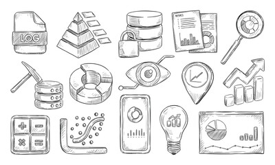 financial analytics handdrawn collection