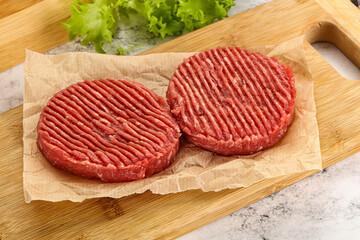 Raw beef  burger cutlet for grill