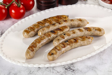 Grilled natural organick white sausages