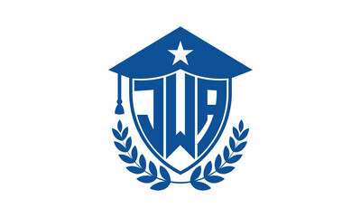 JWA three letter iconic academic logo design vector template. monogram, abstract, school, college, university, graduation cap symbol logo, shield, model, institute, educational, coaching canter, tech