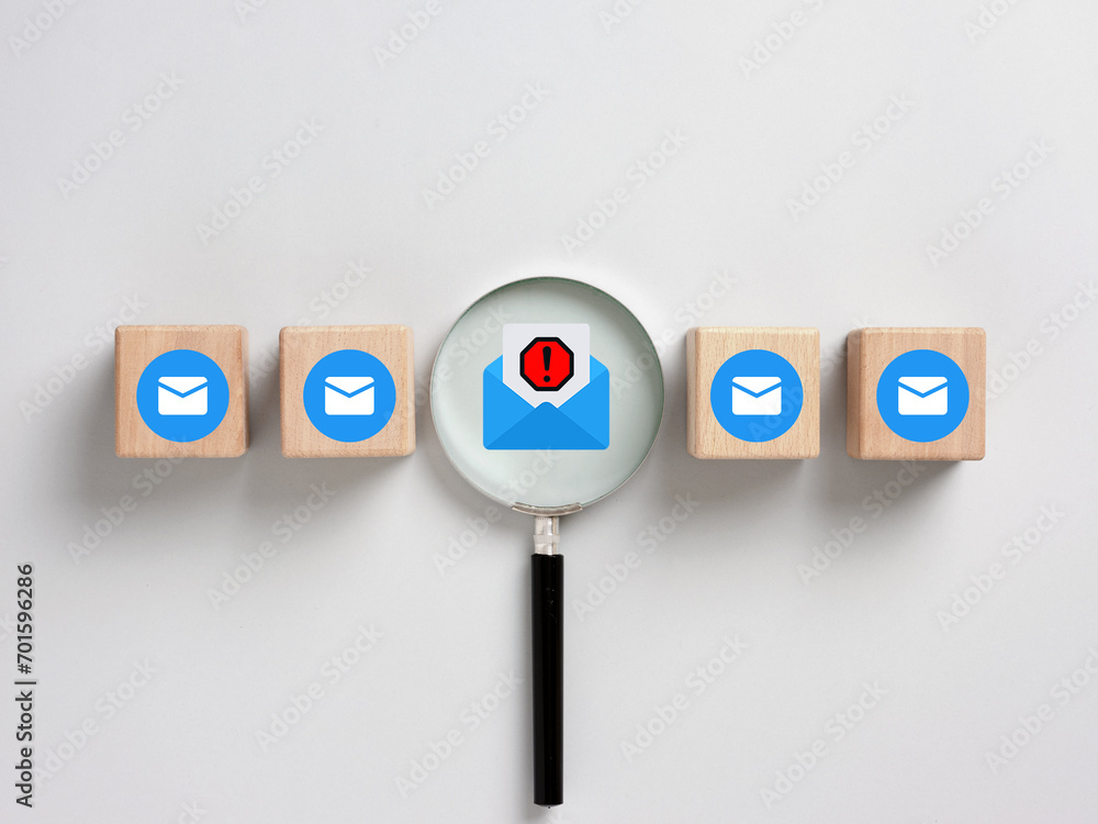 Poster spam mail detection. spam email and computer virus concept.