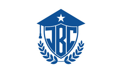 JBC three letter iconic academic logo design vector template. monogram, abstract, school, college, university, graduation cap symbol logo, shield, model, institute, educational, coaching canter, tech