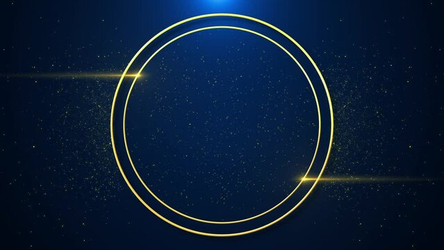 Abstract Golden Stage Spotlights Royal Awards Graphics Background. Modern Lights Elegant Shine. Space Round Star Particles Corporate Template. Classy lines Golden dust sparkling and luxury particles.