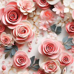 Seamless pattern Pink rose ,minimal design ,Valentines day background