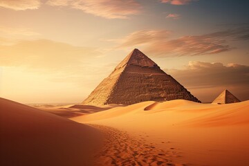 Pyramid of Khafre in the Sahara desert, Egypt, AI Generated