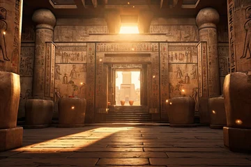 Foto op Plexiglas Hieroglyphs in an ancient temple. 3D rendering, AI Generated © Iftikhar alam
