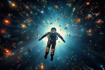 Obraz na płótnie Canvas Astronaut in space. Mixed media. Mixed media. Mixed media, AI Generated