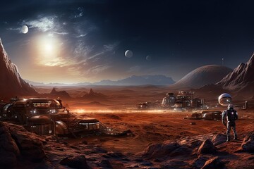 Alien Planet - 3D Rendered Computer Artwork. Science fiction, AI Generated