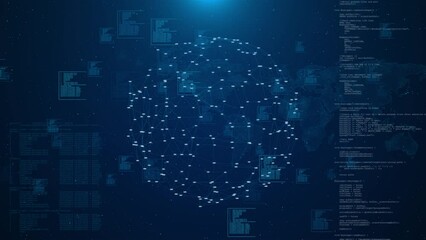 Futuristic global world network concept. Connection lines Earth Globe, Motion digital data flow. Technology Background Light Digital Data network technology social network worldwide connections. - Powered by Adobe