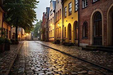 Street in the old town of Tallinn, Estonia, Europe, AI Generated