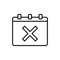 Cross date outline icons, minimalist vector illustration ,simple transparent graphic element .Isolated on white background