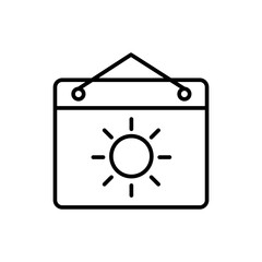 Summer calendar outline icons, minimalist vector illustration ,simple transparent graphic element .Isolated on white background