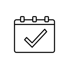 Check calendar outline icons, minimalist vector illustration ,simple transparent graphic element .Isolated on white background