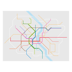 Layered editable vector illustration of Rail Network Map of Cologne,Germany