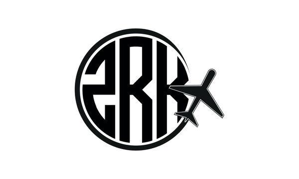 ZRK three initial letter circle tour & travel agency logo design vector template. hajj Umrah agency, abstract, wordmark, business, monogram, minimalist, brand, company, flat, tourism agency, tourist