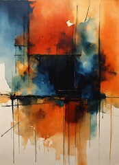 an abstract painting with the style of Mikael Brandrup, water colours, cinematic, modern art
