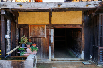old wooden stable in Tsumago-juku, Nagano Japan