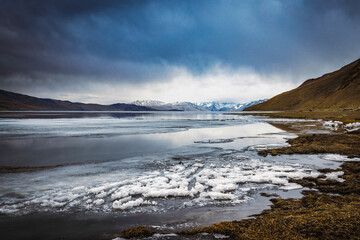 Winter Scene: Frozen Lake Tso Moriri, Ladakh, India