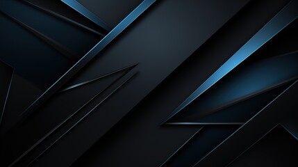 Modern black blue abstract background. Minimal. Color gradient. Dark. Web banner. Geometric shape. 3d effect. Lines stripes triangles. Design. Futuristic. Luxury. Premium. Generative Ai