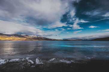 Winter Scene: Frozen Lake Tso Moriri, Ladakh, India
