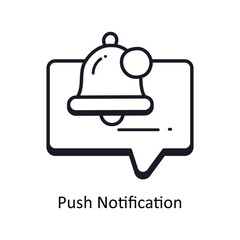 Push notification vector  outline doodle Design illustration. Symbol on White background EPS 10 File 