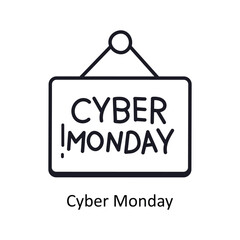 Cyber Monday vector  outline doodle Design illustration. Symbol on White background EPS 10 File 