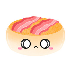 Cute Pancake Mascot Character Kawaii Cartoon Pancake With Topping Bacons Cartoon illustration Pancake Drawing Fluffy Japanese Pancake Big Pancake