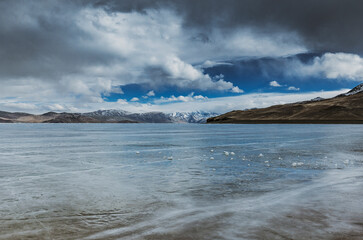 Winter Scene: Frozen Lake Tso Moriri, Ladakh, India