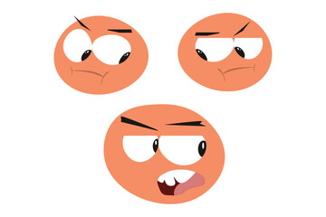 vector of looking angry facial expression set. eps 10