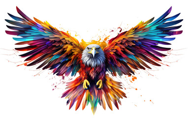 A Colorful Display with the Eagle as the Star on White or PNG Transparent Background