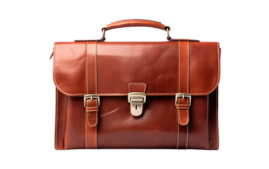 Leather Briefcase Designed for Seamless Organization on White or PNG Transparent Background