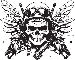 Obraz premium Gothic sign with human skull and wings.