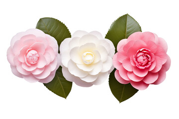 Camellia flowers isolated on white background PNG