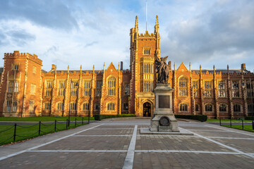 The beautiful main building of the Queens University in Belfast