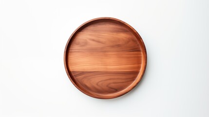 Circle wood tray isolated on white background. - obrazy, fototapety, plakaty