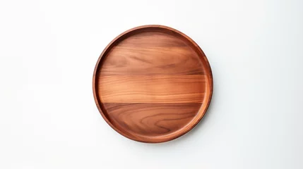 Foto op Plexiglas Circle wood tray isolated on white background. © Pro Hi-Res