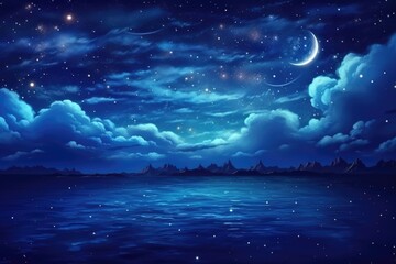 Night sky background with moon and stars