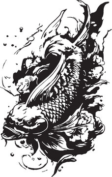 illustration japanese style koi fish of a tattoo
