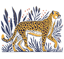 illustration cheetah vector  - obrazy, fototapety, plakaty